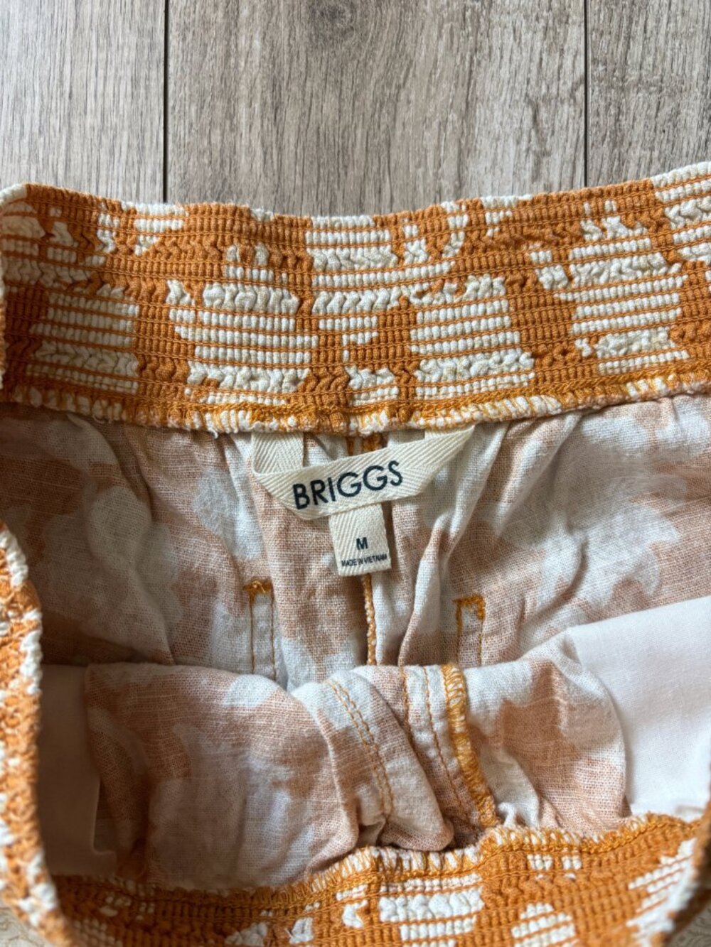 Briggs Linen Blend Floral High Waist Pull On Shorts Orange Womens Medium Boho - Picture 4 of 11